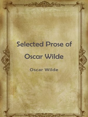 cover image of Selected Prose Of Oscar Wilde